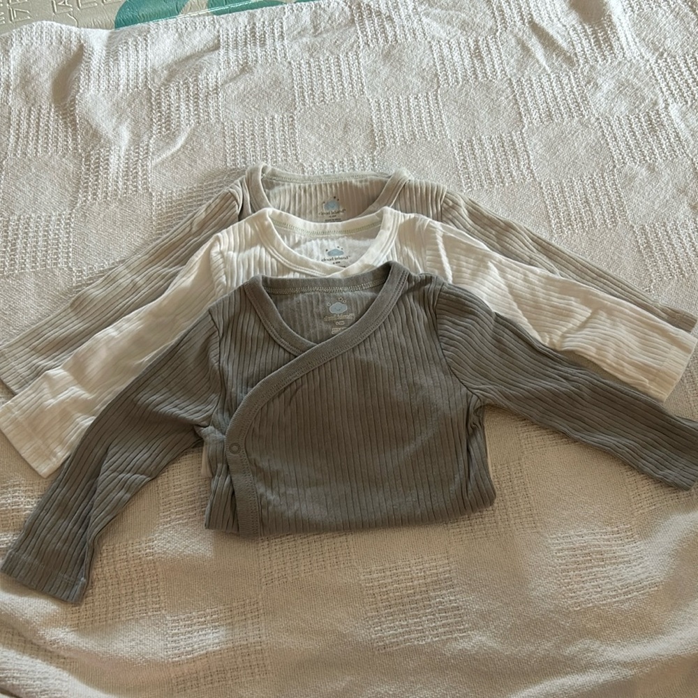 Baby 3pk Side Snap Long Sleeve Bodysuit - Cloud Island